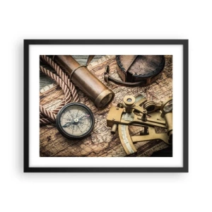 Poster in een zwarte lijst - Zet koers - 50x40 cm