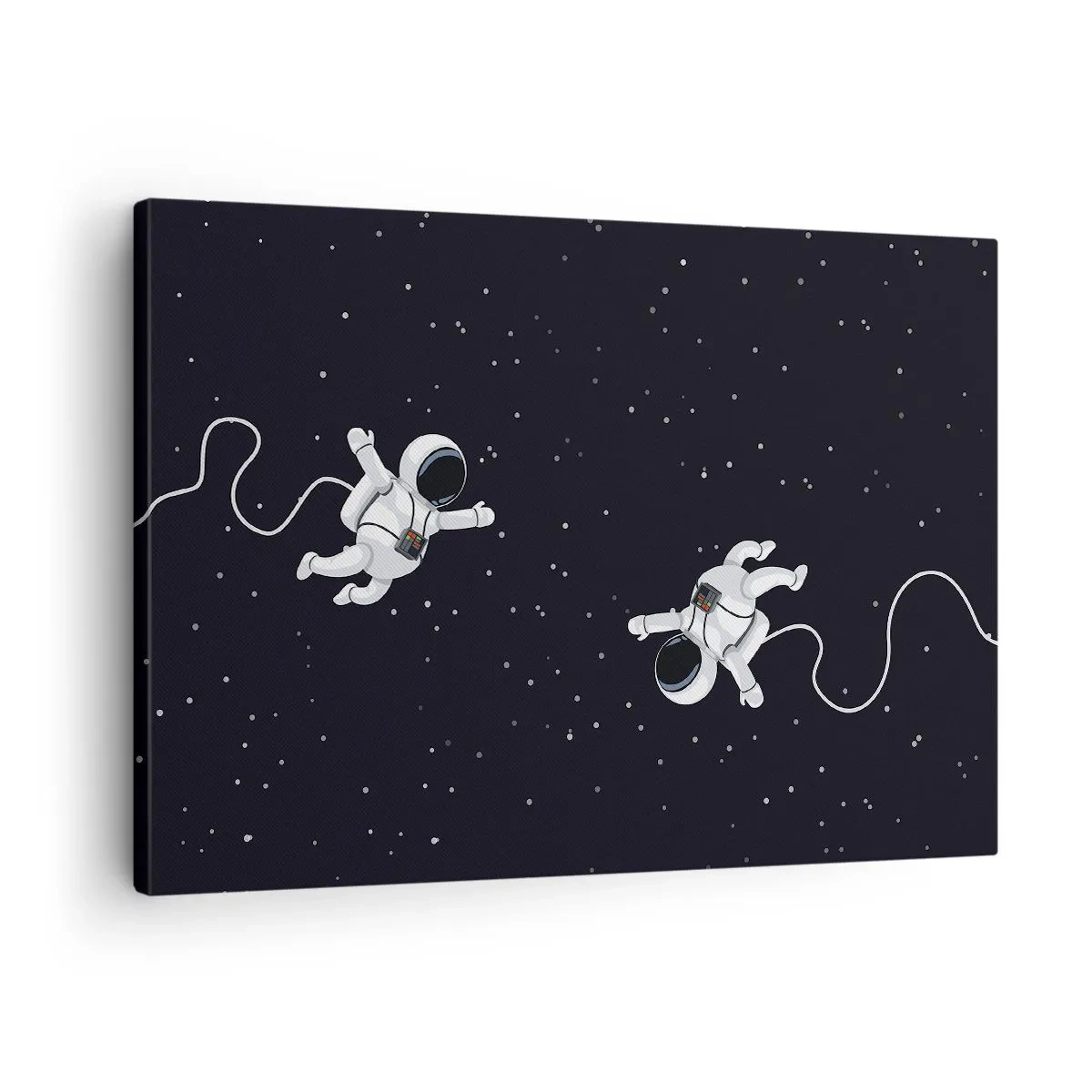 Schilderen op canvas - Astronauten zweven in de ruimte tegen een achtergrond van sterren - 70x50cm - Kosmische dans - Moderne wanddecoratie voor woonkamer en slaapkamer ARTTOR