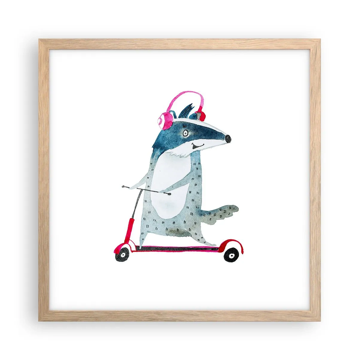 Een poster in een licht eiken lijst - Badger vreugde - 40x40 cm