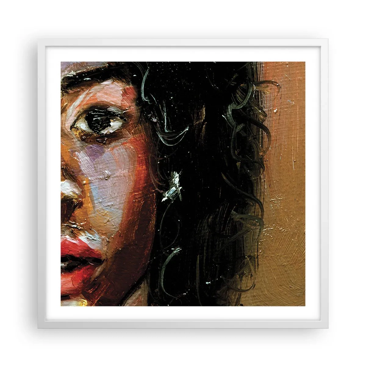 Poster in een witte lijst - Zwart en gloed - 60x60 cm