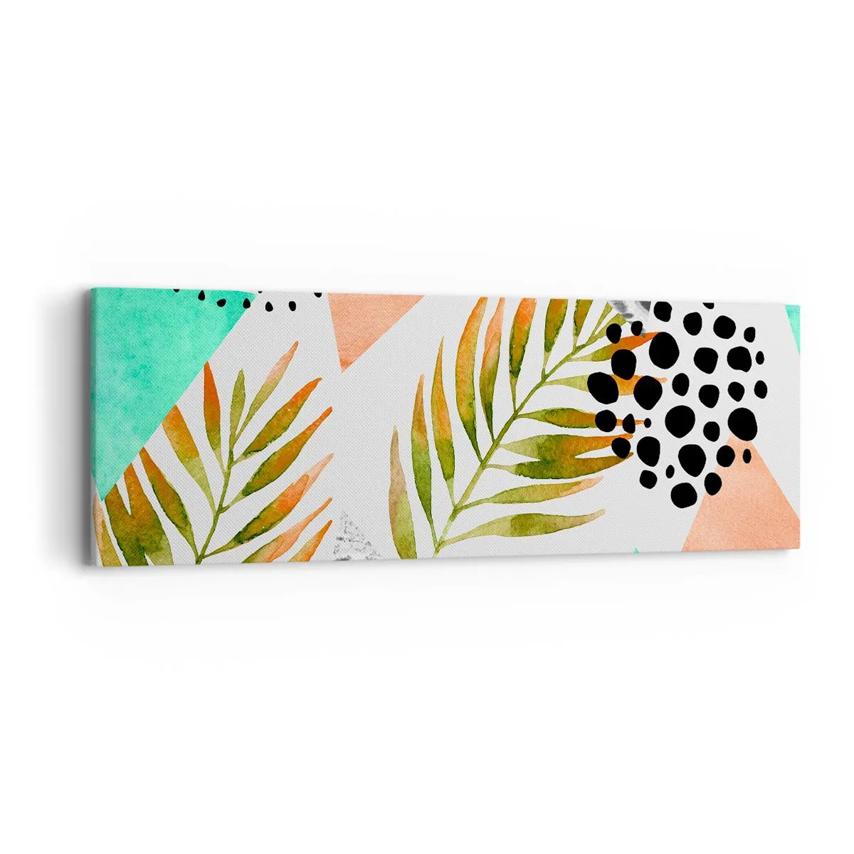 Schilderen op canvas - Decoratie met palmblad - 90x30 cm