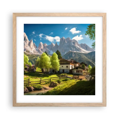 Een poster in een licht eiken lijst - Alpine idylle - 40x40 cm