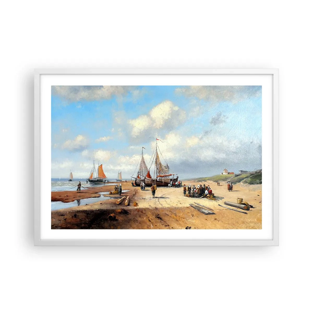 Poster in een witte lijst - Na een geslaagde vangst - 70x50 cm