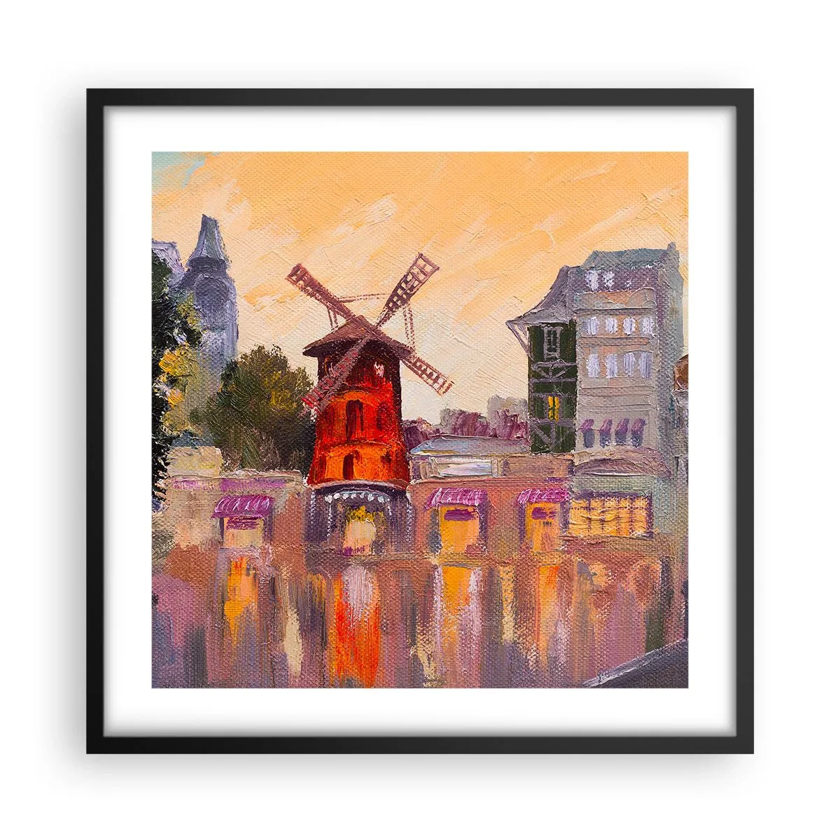 Poster in een zwarte lijst - Parijse iconen – Moulin Rouge - 50x50 cm
