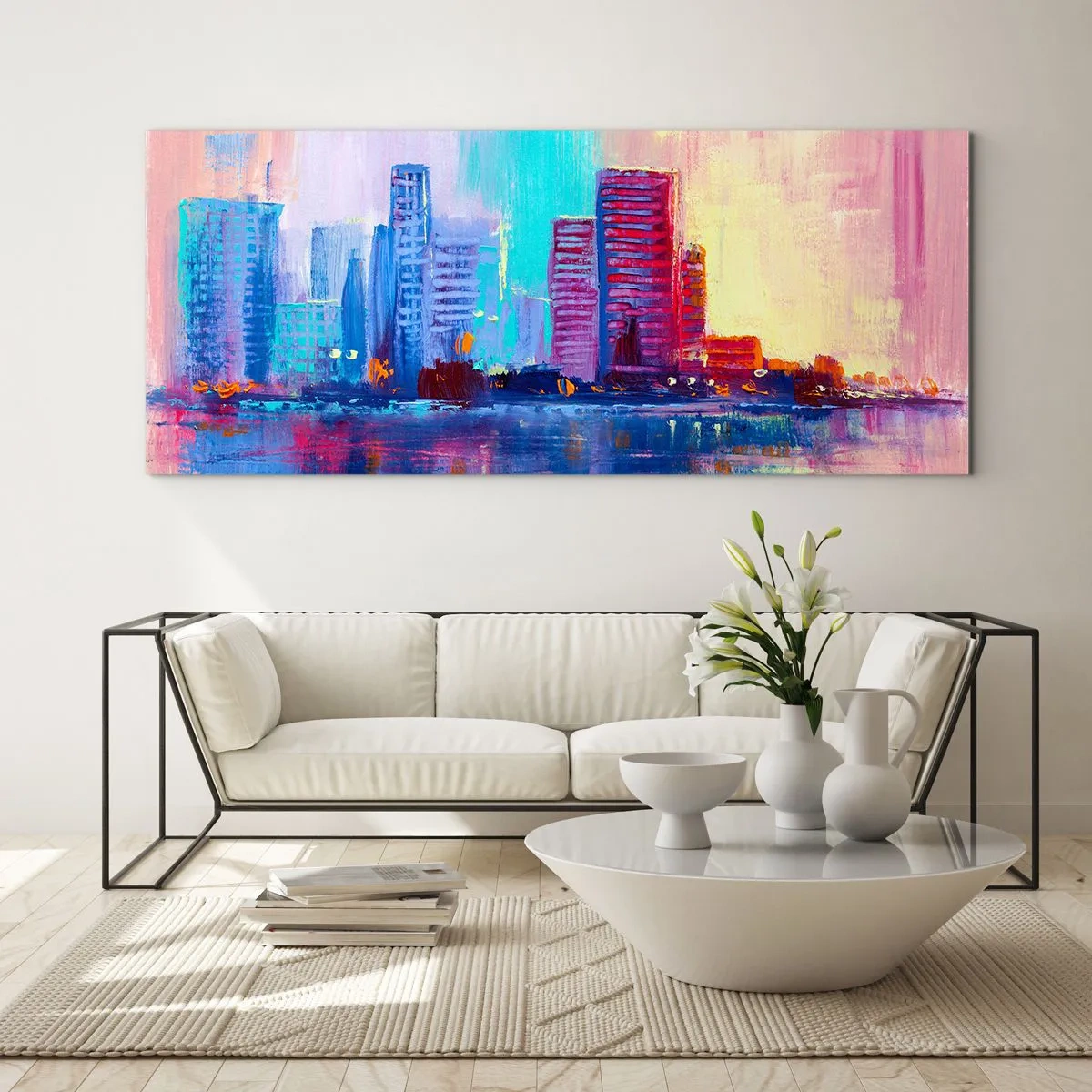 Schilderen op glas - Badend in kleuren - 100x40 cm