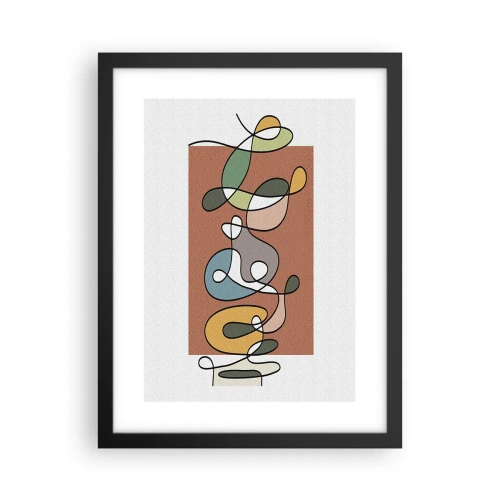 Poster in een zwarte lijst - Abstractie: kleurrijke dans - 30x40 cm