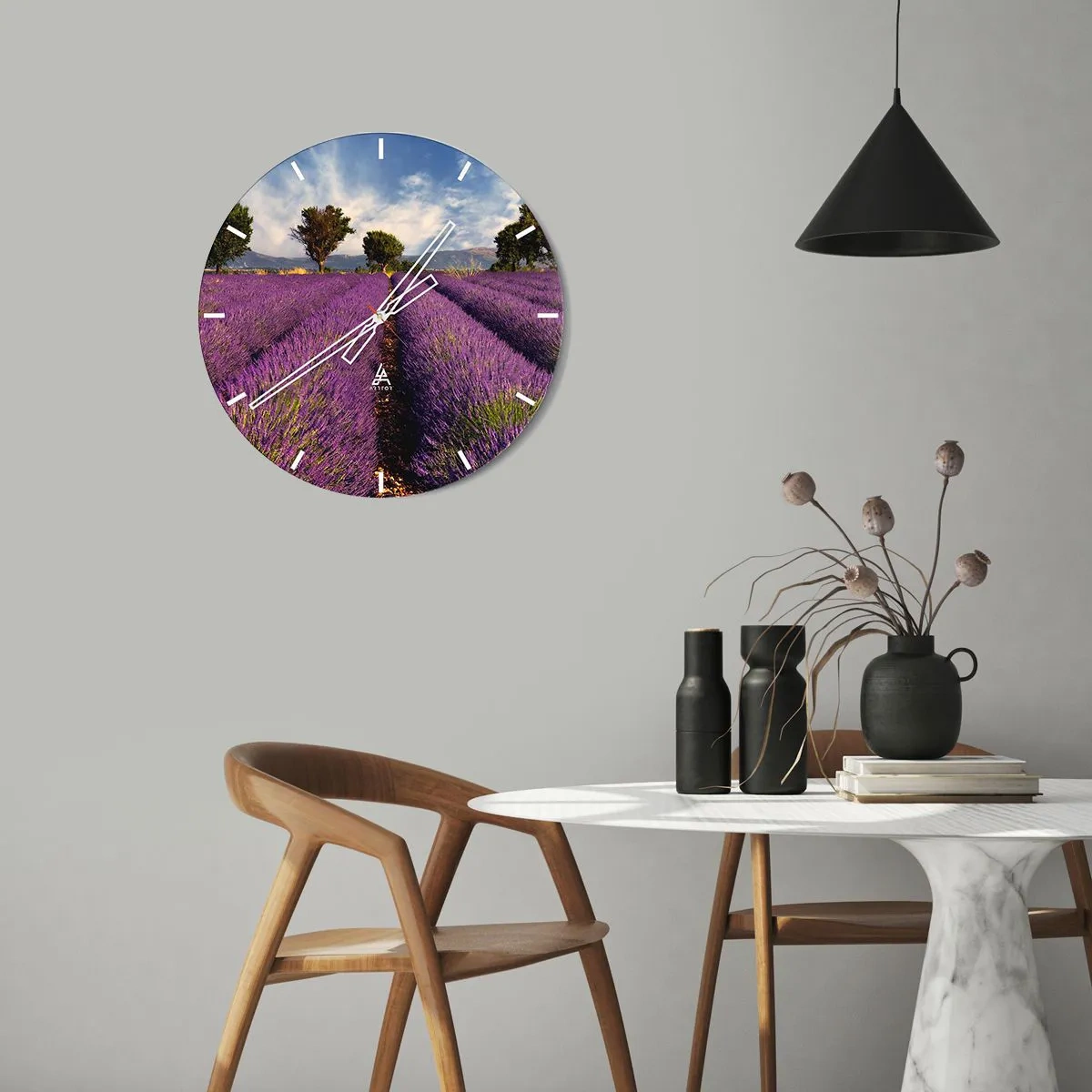 Wandklok - Klok - Lavendel velden - 30x30 cm