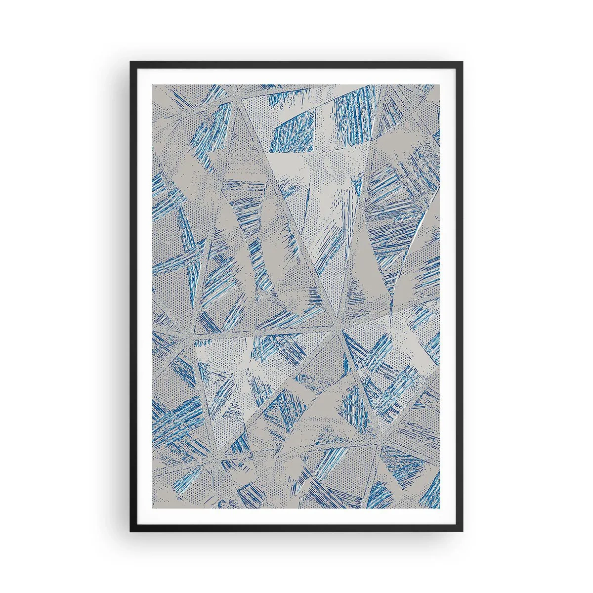 Poster in een zwarte lijst - In een blauwgrijs labyrint - 70x100 cm