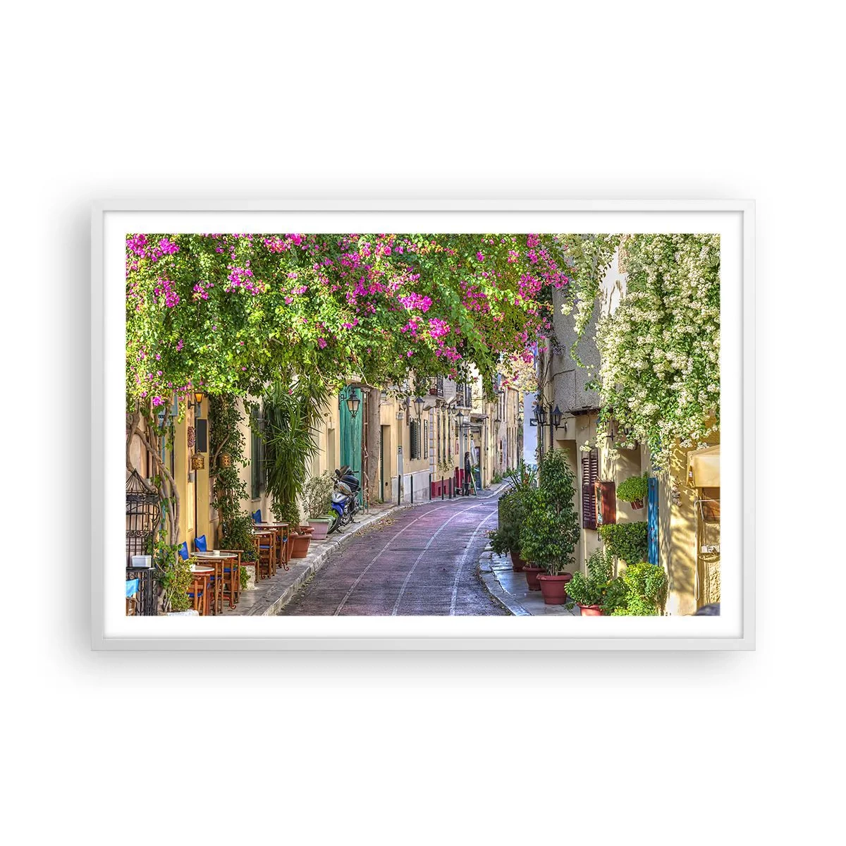 Poster in een witte lijst - Bloeiende steeg - 91x61 cm