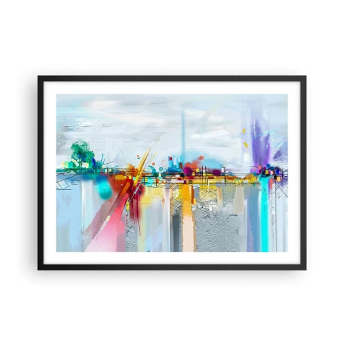 Poster in een zwarte lijst - Brug van vreugde bij de rivier van het leven - 70x50 cm