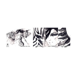 Fotobehang Monster Zelfklevend Deluxe Sticker - Dansend met de zebra's - Abstractie, Vrouw, Ribben - 100x30 cm
