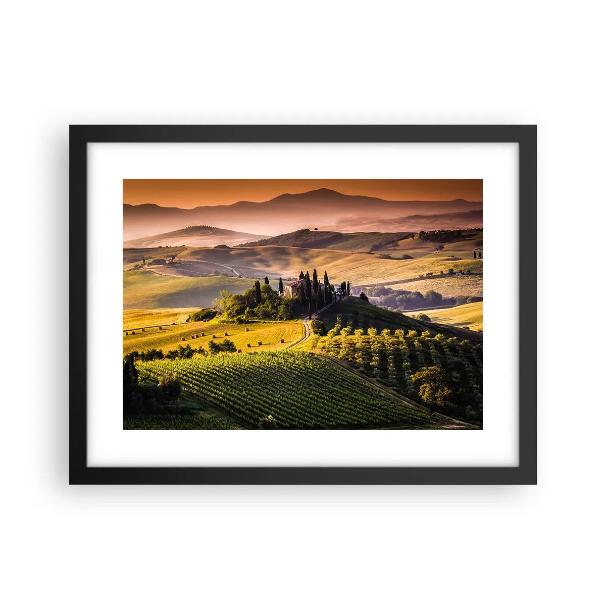 Poster in een zwarte lijst - Arcadia - het Toscaanse landschap - 40x30 cm