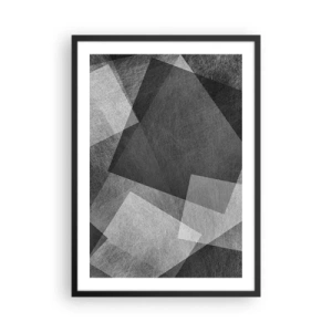Poster in een zwarte lijst - Zwart-wit abstractie met geometrische vormen - 50x70cm - Het eeuwige symbool van duurzaamheid en orde - Moderne wanddecoratie voor woonkamer en slaapkamer ARTTOR