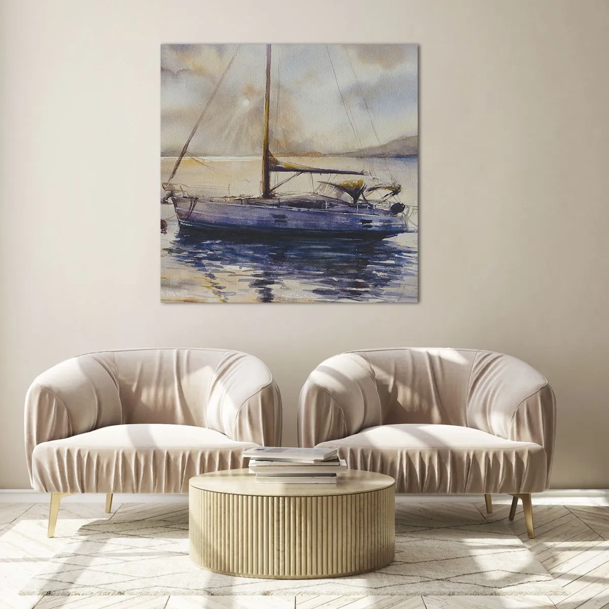 Schilderen op glas - Avond aan de baai - 60x60 cm