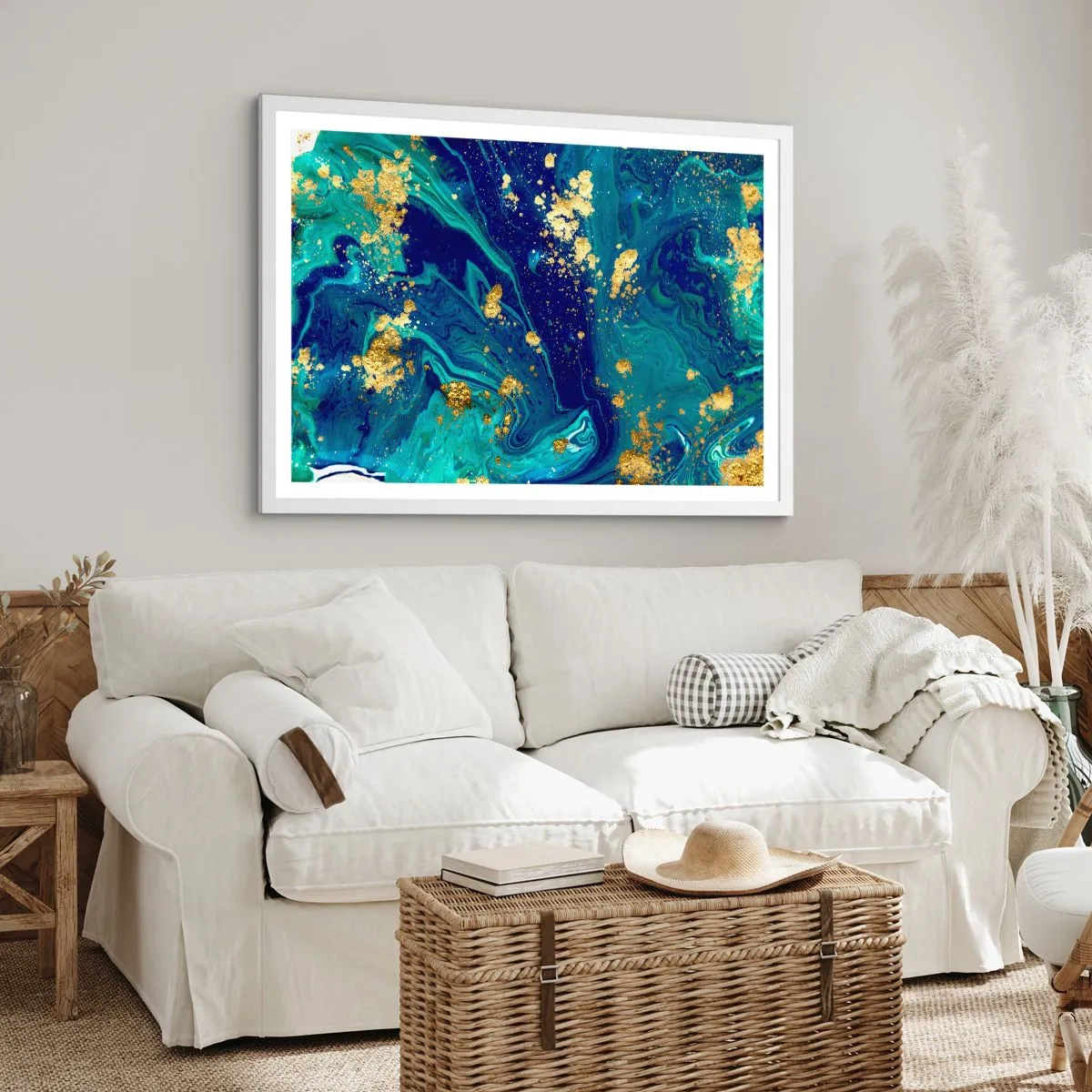 Poster in een witte lijst - De bloemblaadjes van de zon - 100x70 cm