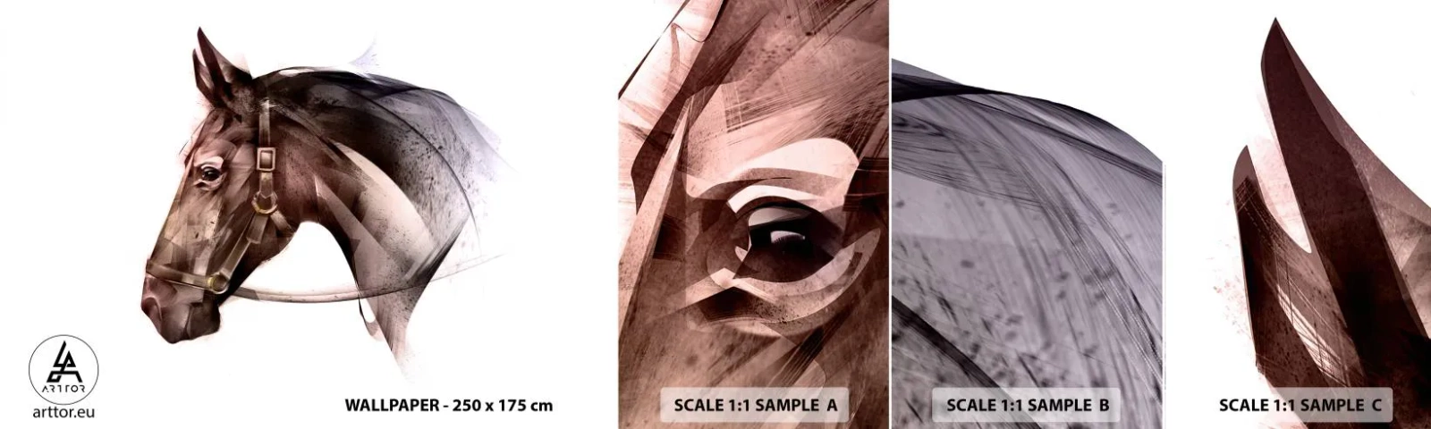 Fotobehang Staaltje Standard Eco - Wat een charme - Dieren, Paardenkop, Paard - 100x30 cm