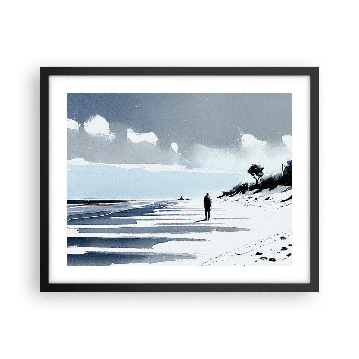 Poster in een zwarte lijst - Alleen - 50x40 cm
