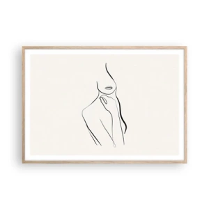 Een poster in een licht eiken lijst - Een golf van melancholie - 100x70 cm