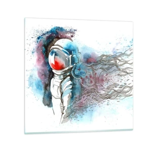 Schilderen op glas - Alleen met de kosmos - 50x50 cm