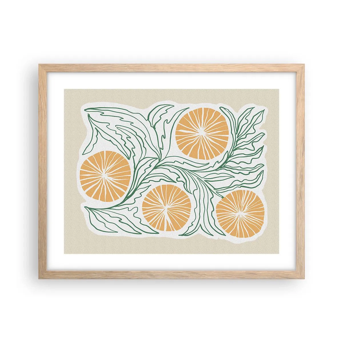 Een poster in een licht eiken lijst - Etnisch met een vleugje abstractie - 50x40 cm