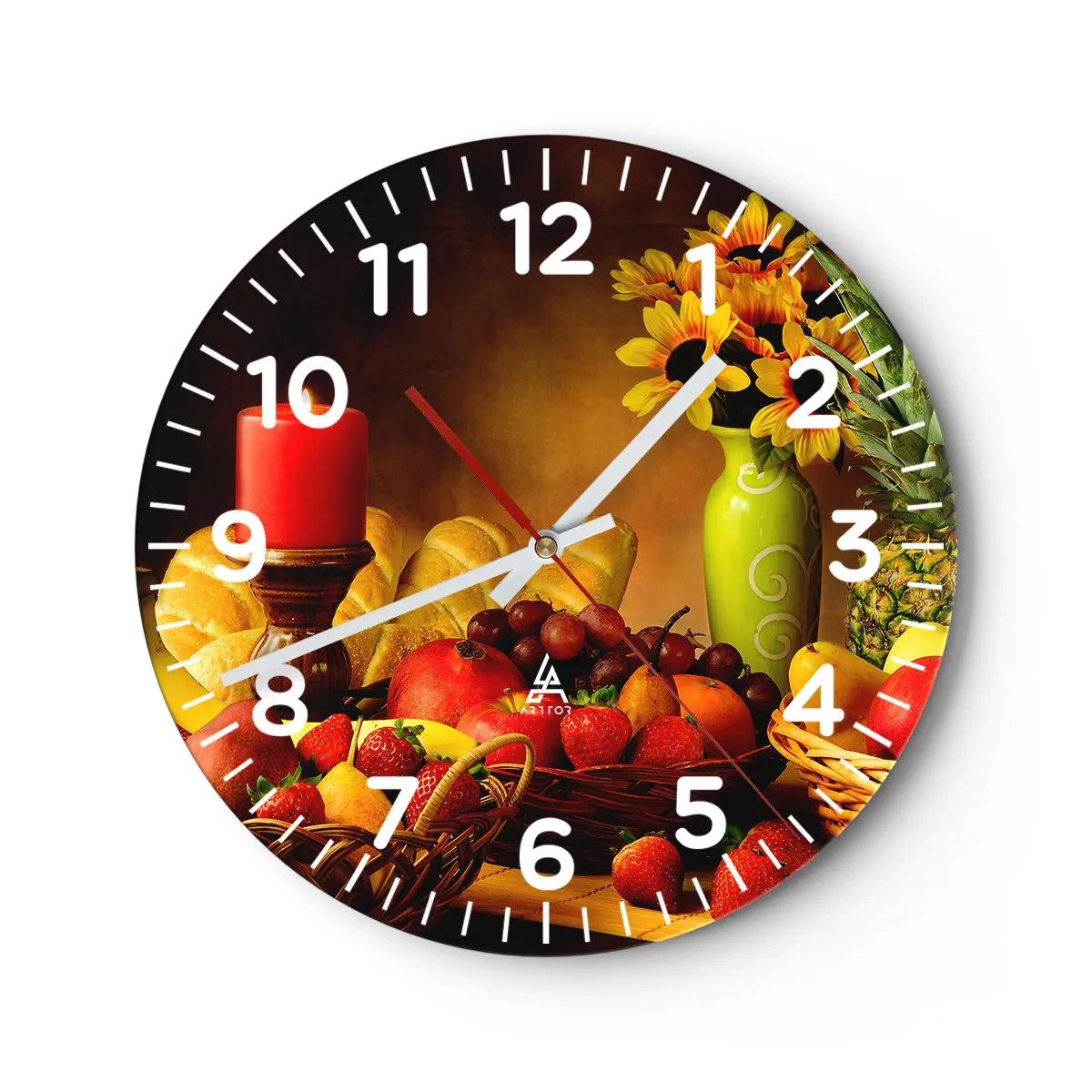 Wandklok - Klok - Stilleven met brood en fruit - 30x30 cm