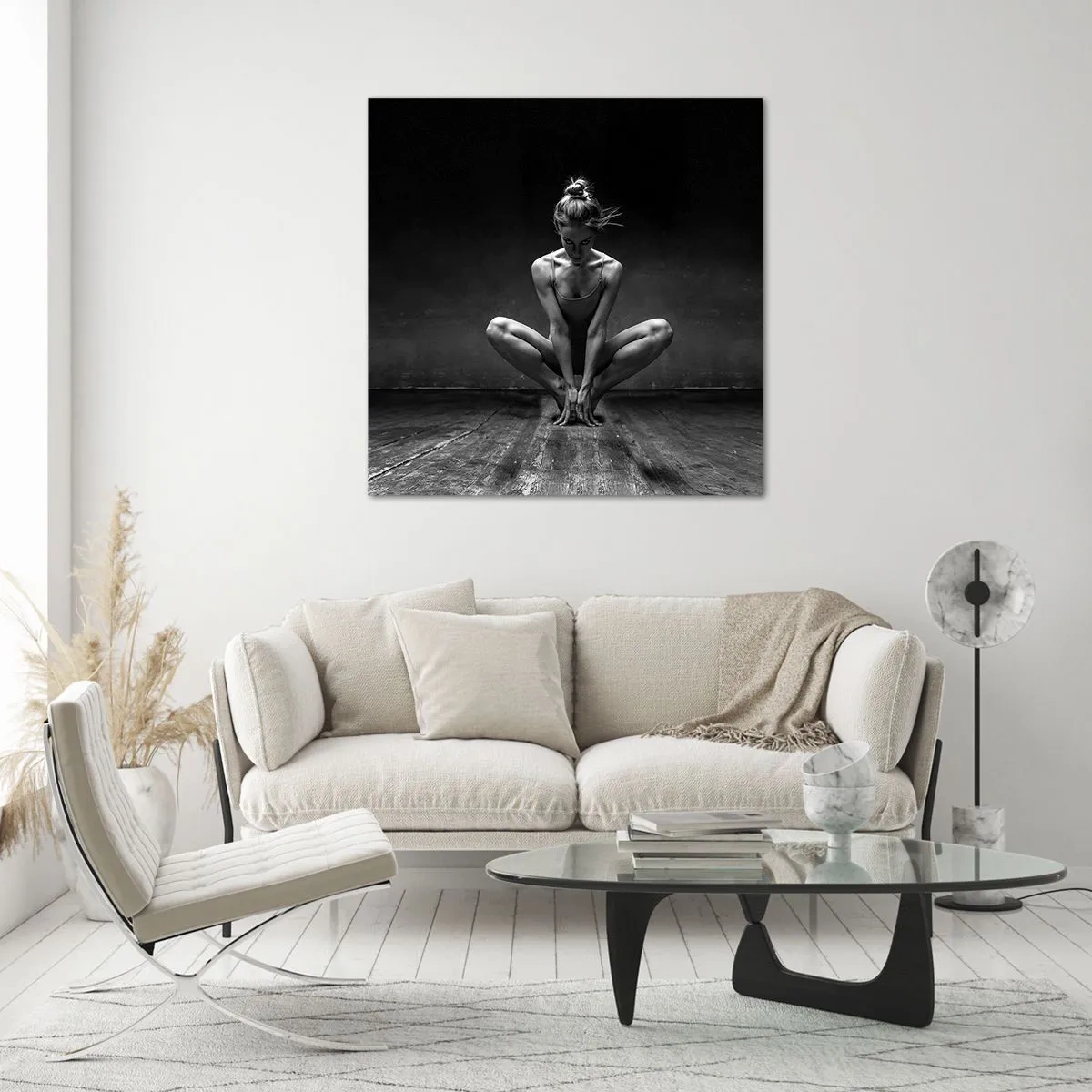 Schilderen op glas - Concentratie van dansenergie - 70x70 cm