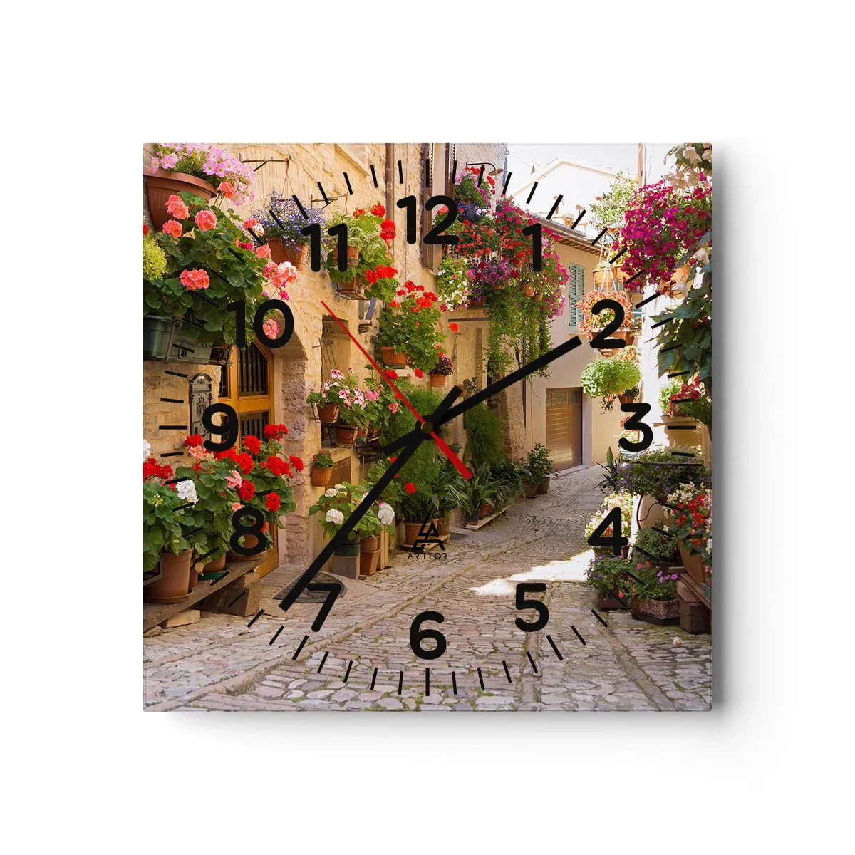 Wandklok - Klok - In de vloed van bloemen - 40x40 cm