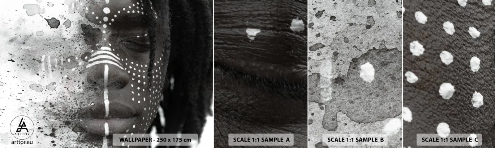 Fotobehang Monster Zelfklevend Deluxe Sticker - Ontdek de oergeest - Portret van een vrouw, Vrouw, Afro-Amerikaans - 100x30 cm