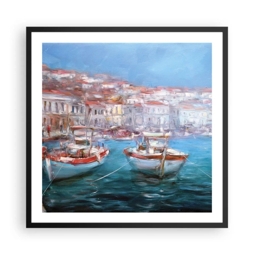 Poster in een zwarte lijst - Italiaanse baai - 60x60 cm