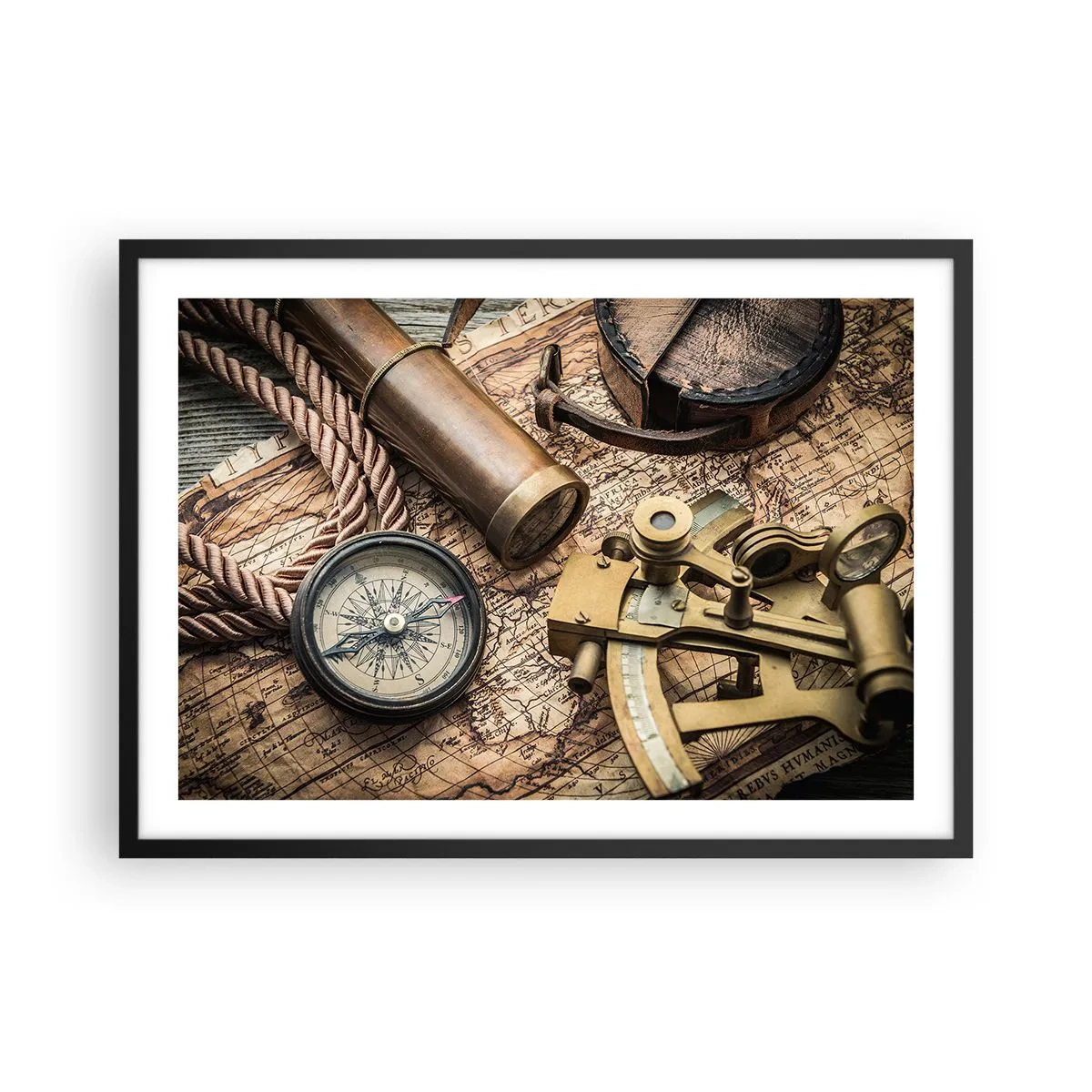 Poster in een zwarte lijst - Zet koers - 70x50 cm