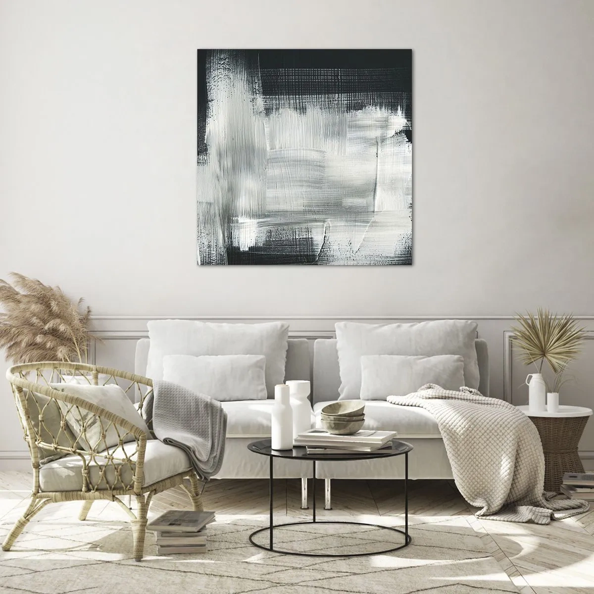 Schilderen op glas - Geweven van verticaal en horizontaal - 70x70 cm