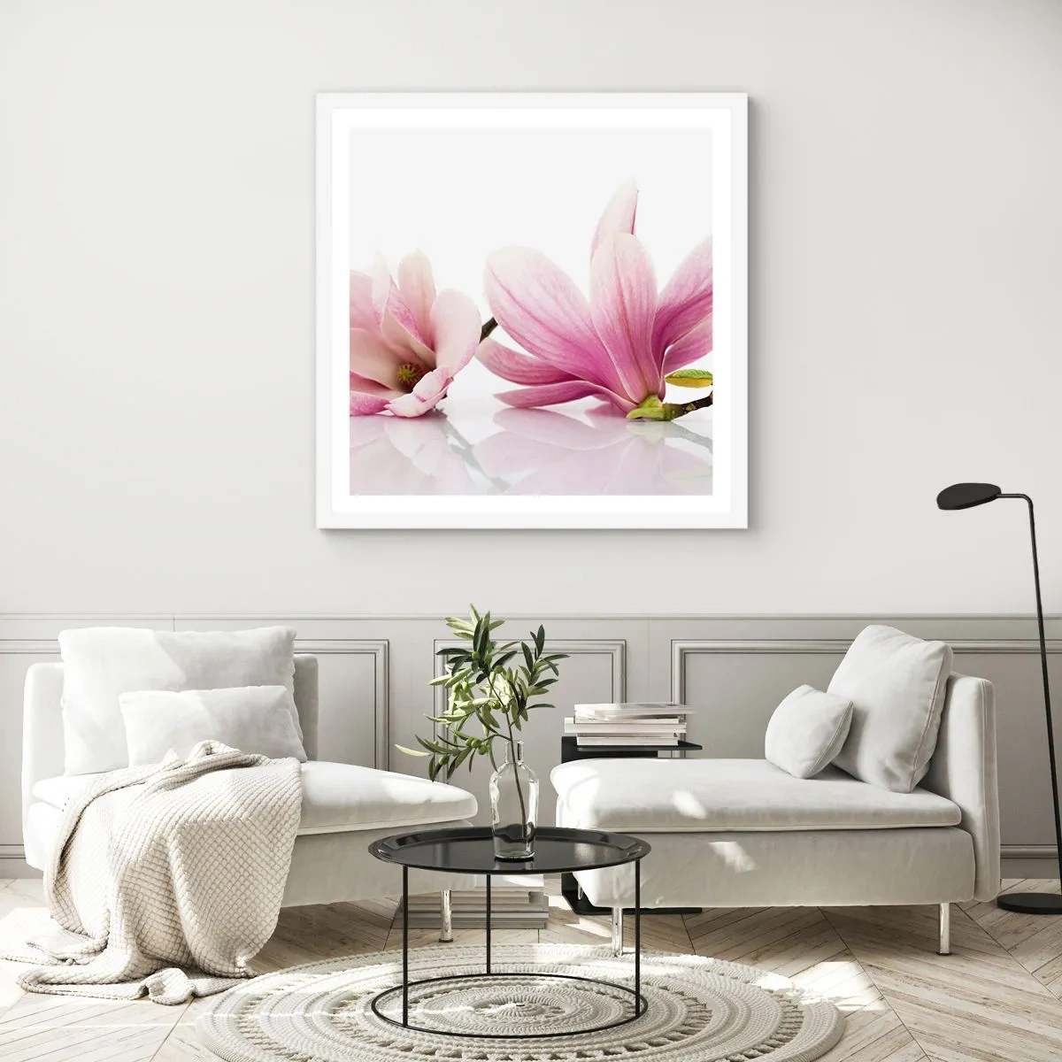 Poster in een witte lijst - Delicaat als een lentebriesje - 30x30 cm