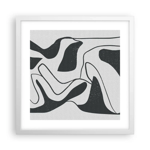 Poster in een witte lijst - Abstract doolhofplezier - 40x40 cm