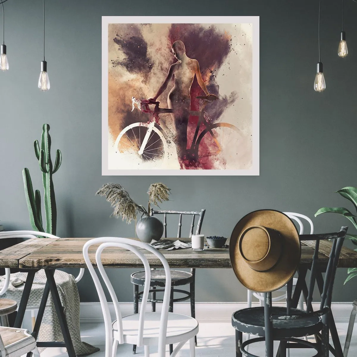 Poster - Een fietsziel in marmeren vormen - 30x30 cm