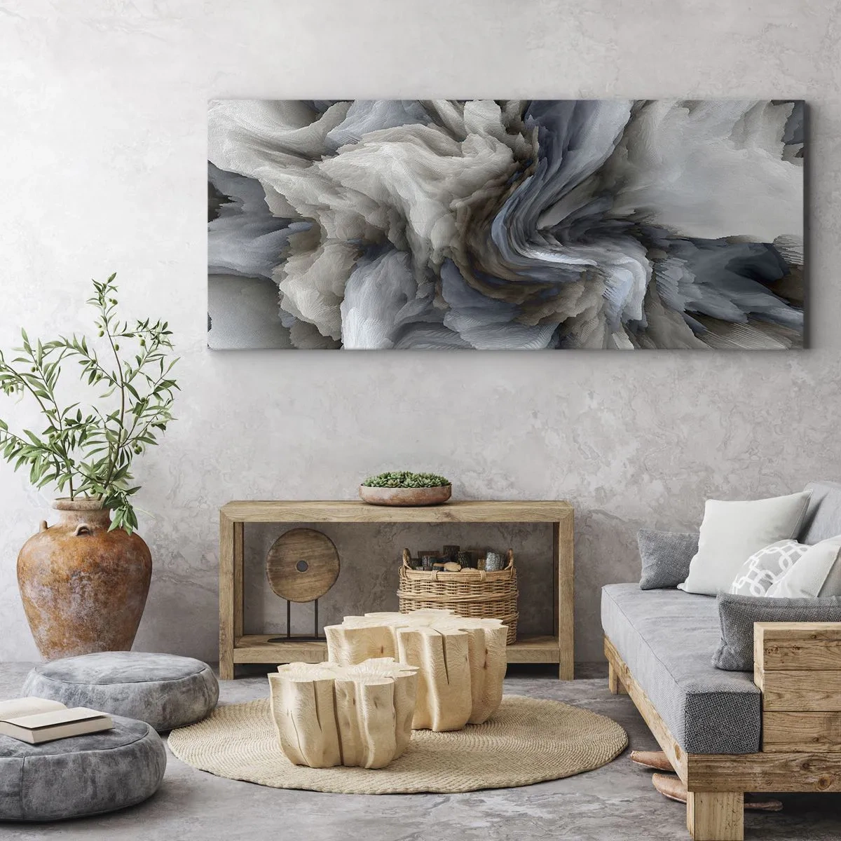Schilderen op canvas - Steen en bloem - 120x50 cm