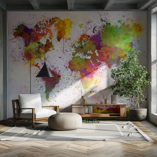 Zelfklevend Fotobehang Deluxe Sticker - Op de een of andere manier is het hetzelfde geworden - Wereldkaart, Continenten, Deel - 150x105 cm