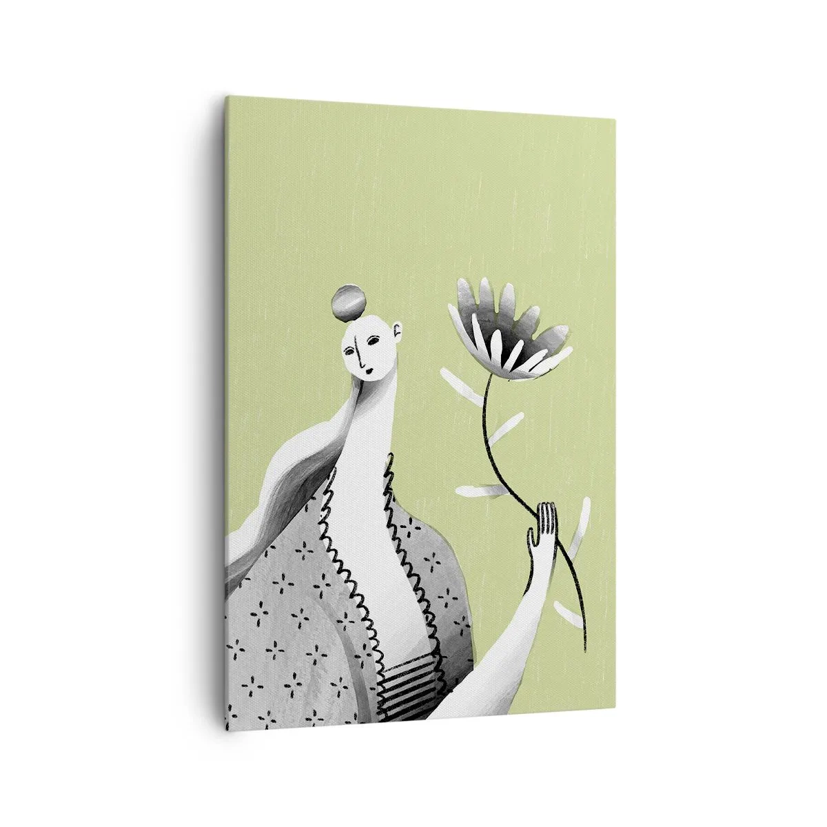 Schilderen op canvas - Modernistisch portret – met een bloem in de hand - 70x100 cm