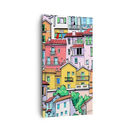 Schilderen op canvas - Vrolijke stad - 55x100 cm