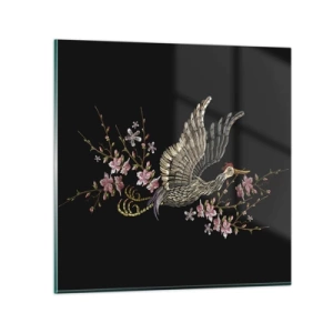 Schilderen op glas - Exotische geborduurde vogel - 50x50 cm