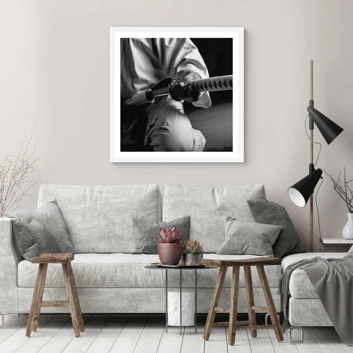 Poster in een witte lijst - Ziel van een vechter - 30x30 cm