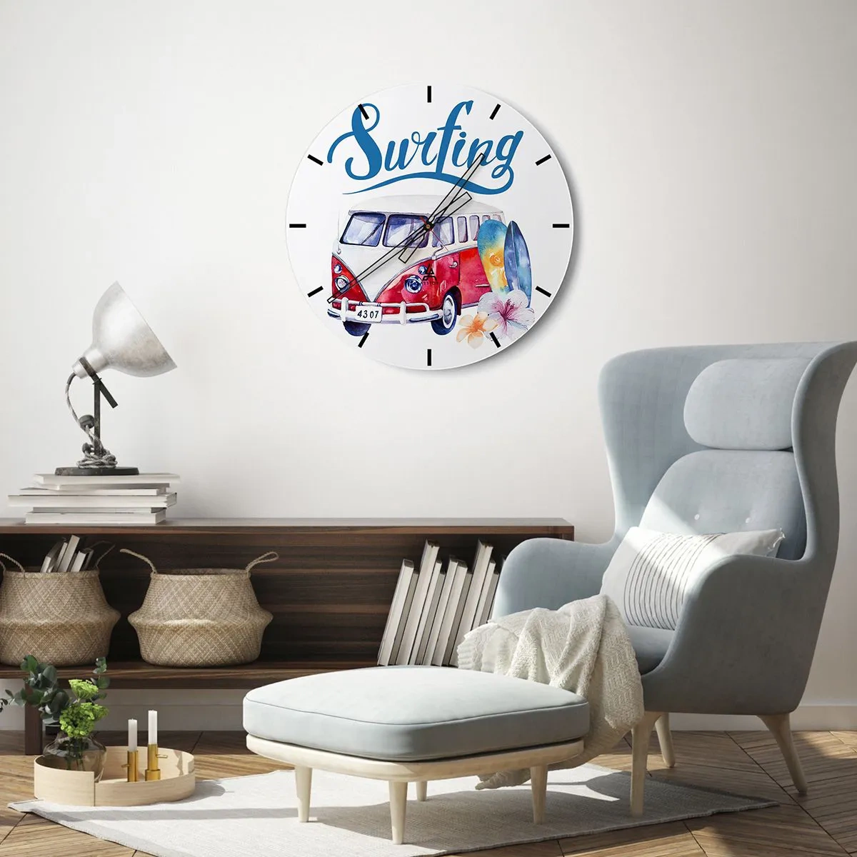 Wandklok - Klok - Komkommer - een klassieker voor een surfer - 40x40 cm