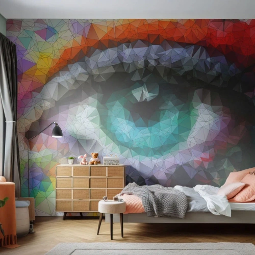 Fotobehang Premium Sand - Kristallijne gloed van de ogen - Abstractie, Oog, Grafisch - 450x315 cm