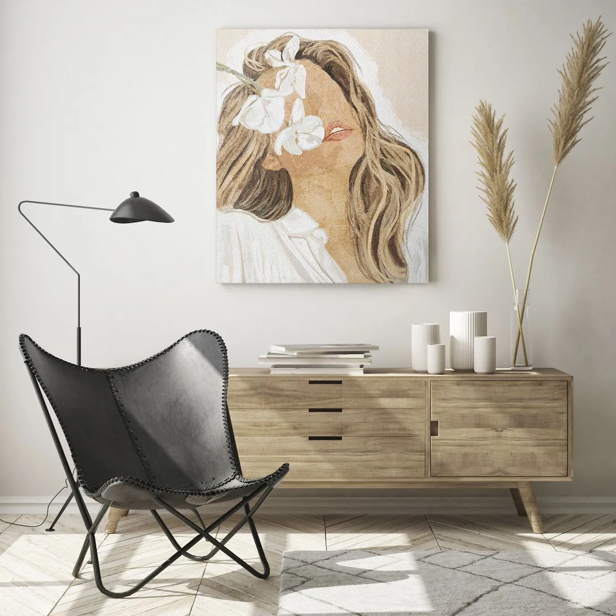 Schilderen op glas - Tussen de bloemen in vervoering - 50x70 cm