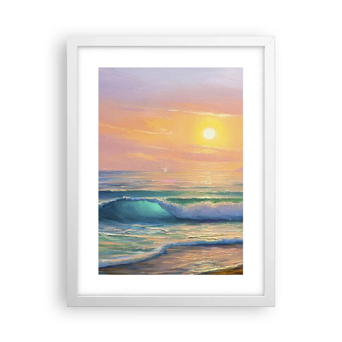 Poster in een witte lijst - Een turquoise lied van de golven - 30x40 cm