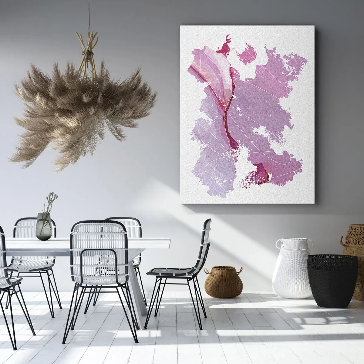 Schilderen op canvas - Kaart van de roze wereld - 55x100 cm
