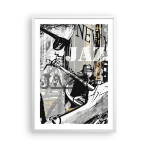 Poster in een witte lijst - Op het ritme van New York - 50x70 cm