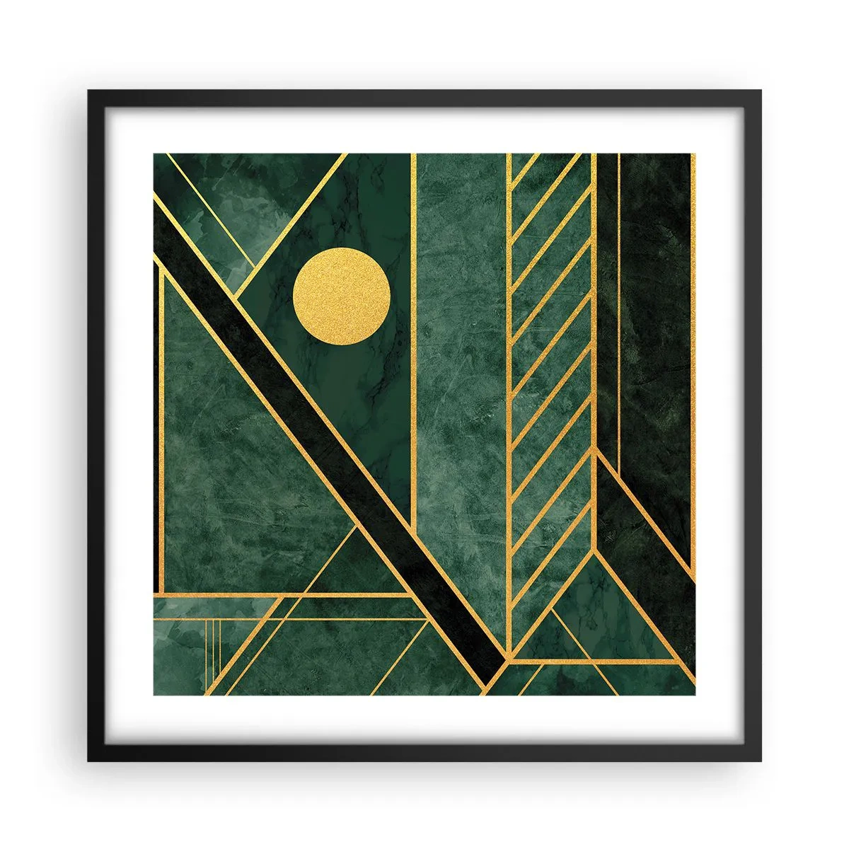 Poster in een zwarte lijst - Dynamiek van goud en azuur - 50x50 cm