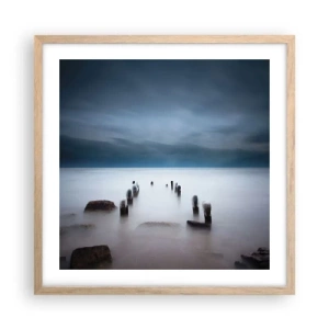 Een poster in een licht eiken lijst - Peinzend meer - 50x50 cm