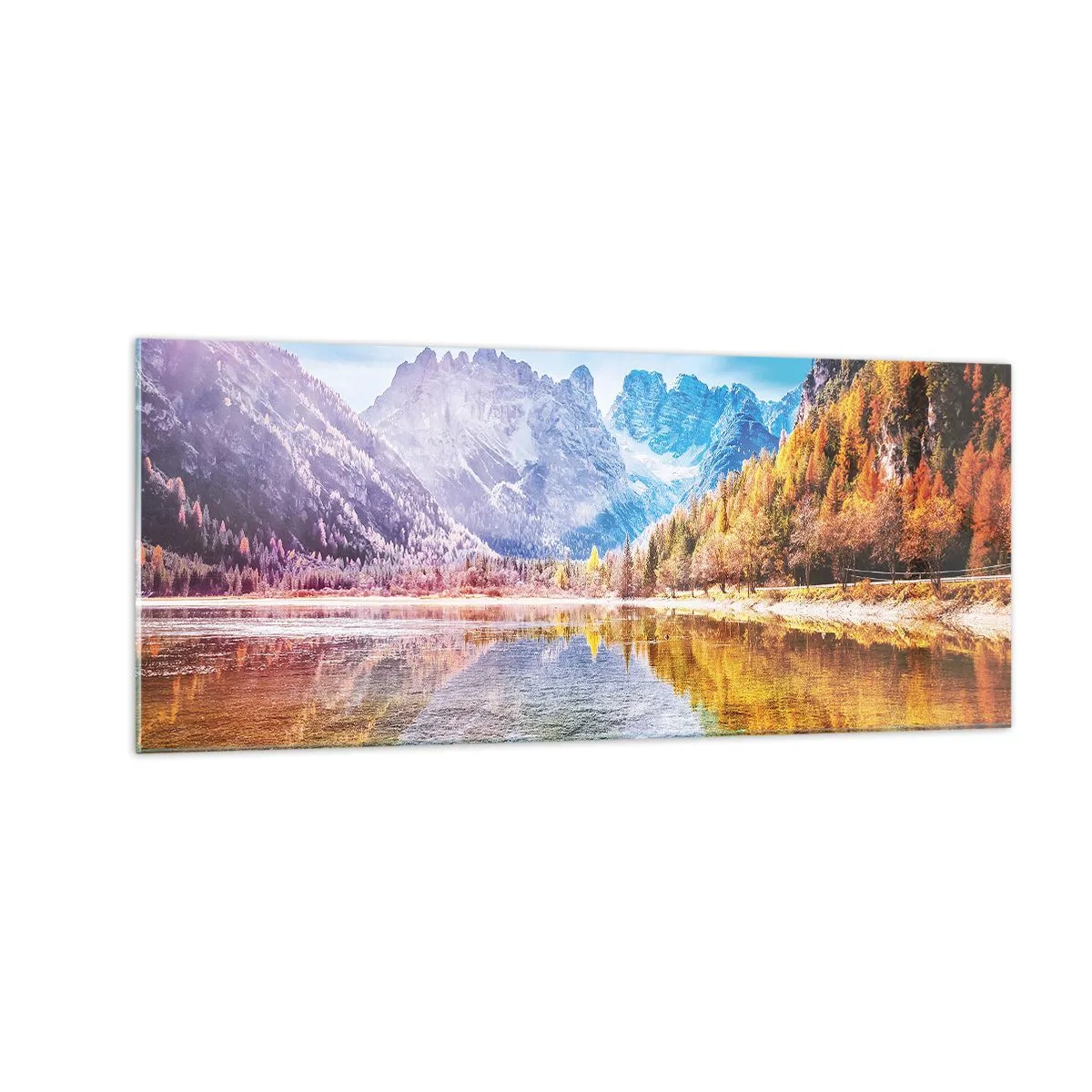 Schilderen op glas - En het is al herfst in de bergen - 100x40 cm