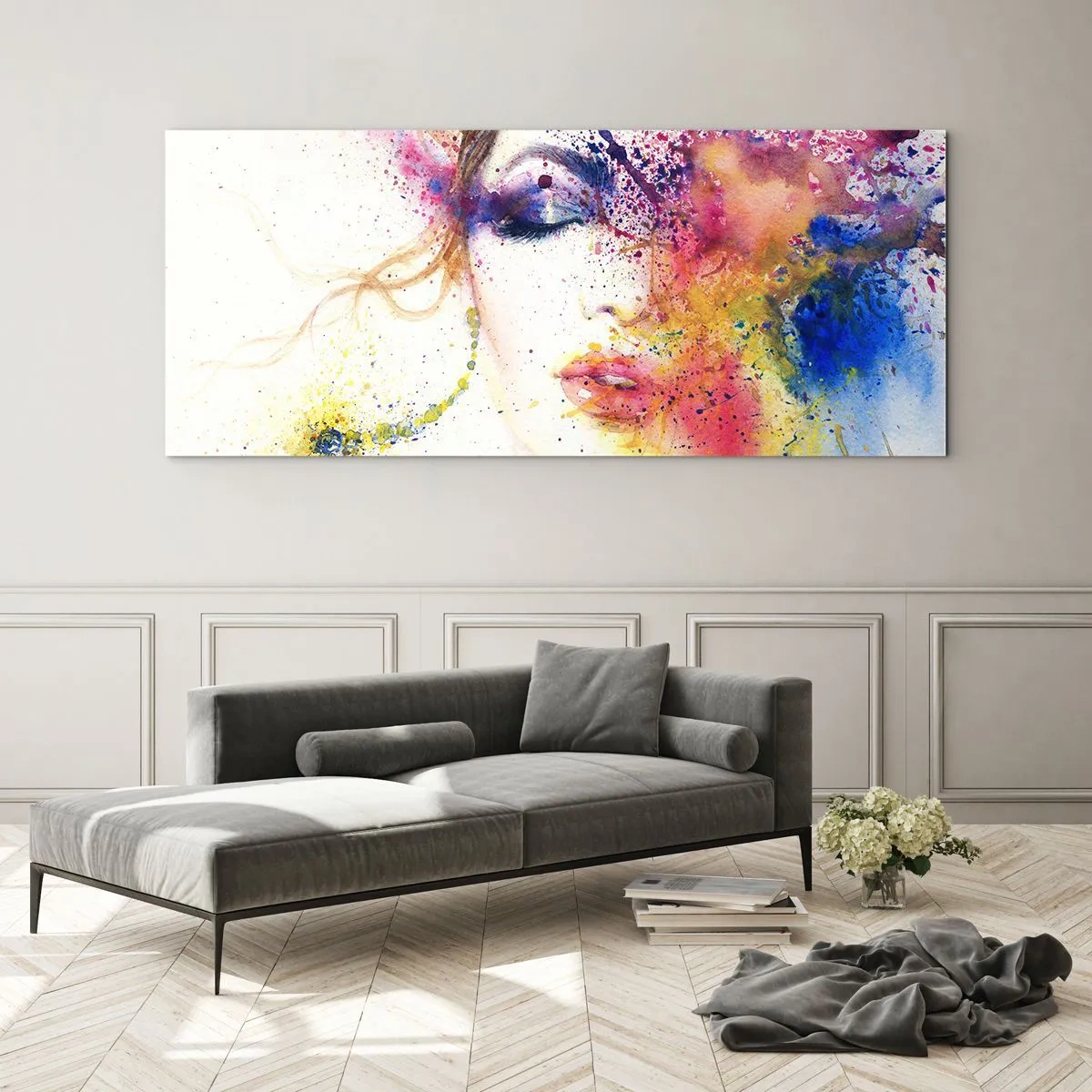 Schilderen op glas - Regenboogduizeligheid - 120x50 cm